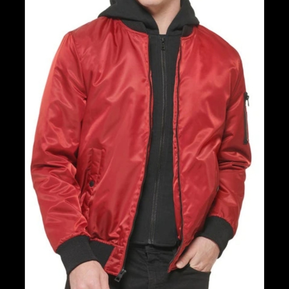 Men's Red Bomber Jacket Xxl Guess